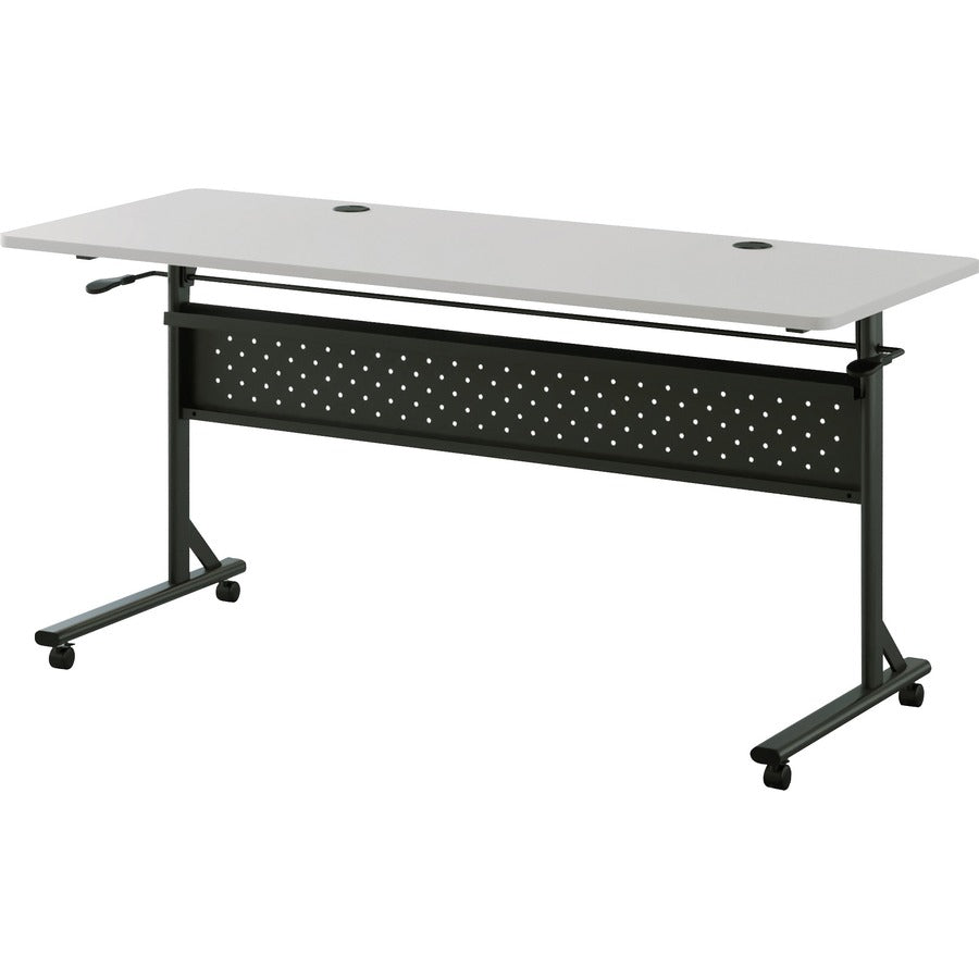 Lorell Shift 2.0 Flip and Nesting Mobile Table - Laminated Rectangle Top - 198 lb Capacity - 60" Table Top Length x 24" Table Top Width x 1" Table Top Thickness - 29.50" Height - Assembly Required - Gray - 1 Each