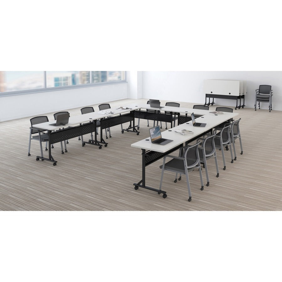Lorell Shift 2.0 Flip and Nesting Mobile Table - Laminated Rectangle Top - 198 lb Capacity - 72" Table Top Length x 24" Table Top Width x 1" Table Top Thickness - 29.50" Height - Assembly Required - Gray - 1 Each