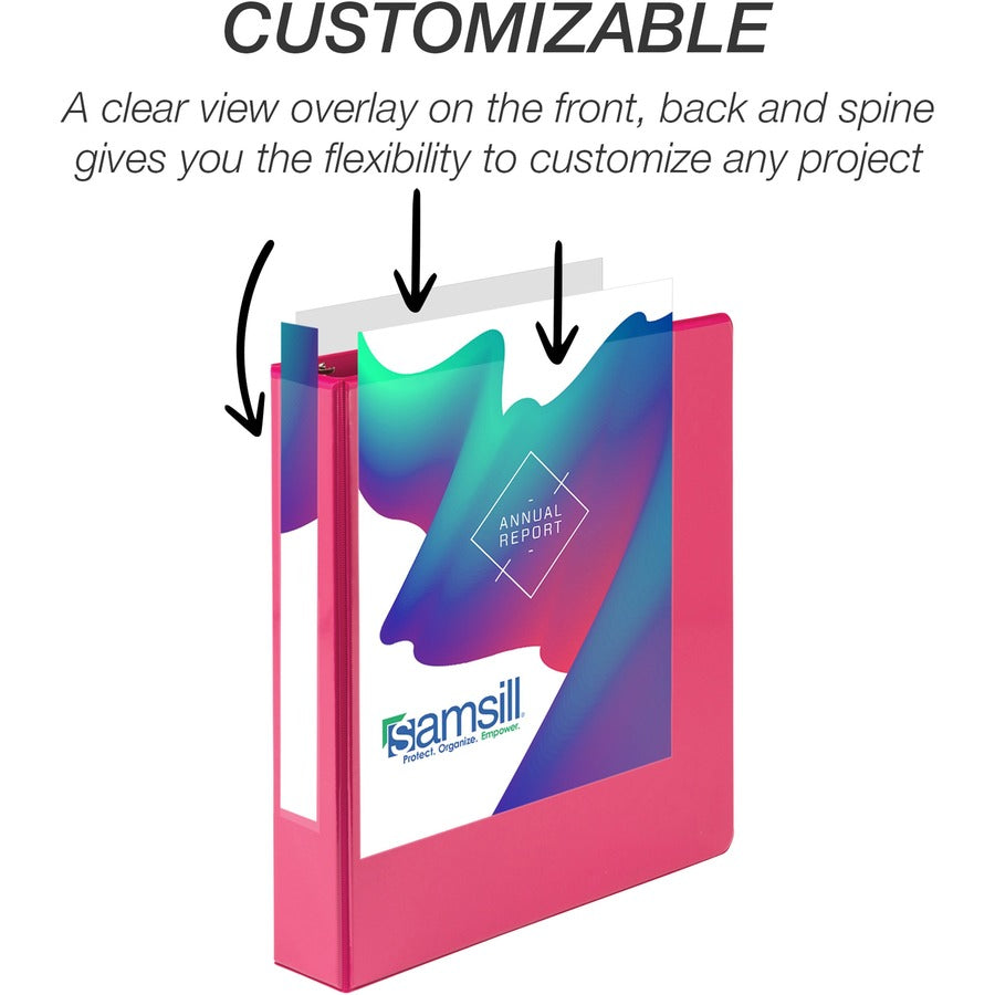 Samsill Durable View Binders - 1 1/2" Binder Capacity - 350 Sheet Capacity - Fastener(s): D-Ring - Chipboard, Polypropylene - Assorted - Recycled - Clear Overlay, Durable, Non-glare, PVC-free, Non-stick, Ink-transfer Resistant - 4 / Pack