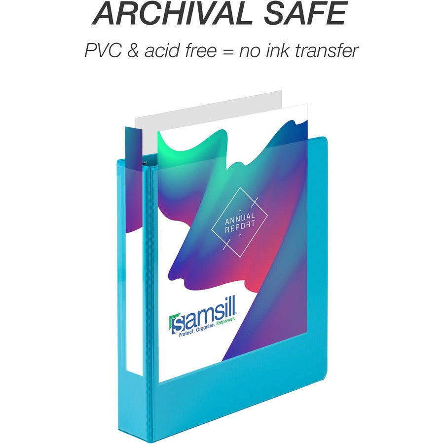 Samsill Durable View Binders - 1 1/2" Binder Capacity - 350 Sheet Capacity - Fastener(s): D-Ring - Chipboard, Polypropylene - Assorted - Recycled - Clear Overlay, Durable, Non-glare, PVC-free, Non-stick, Ink-transfer Resistant - 4 / Pack