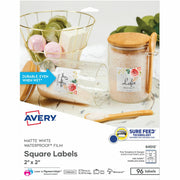 Avery&reg; Durable Waterproof Labels, 2" x 2" Square, 96 Total