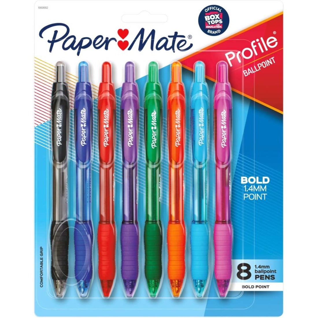 Paper Mate Profile Retractable Ballpoint Pen - 1 mm Pen Point - Retractable - Multi Ink - Assorted Barrel - 8 / Pack