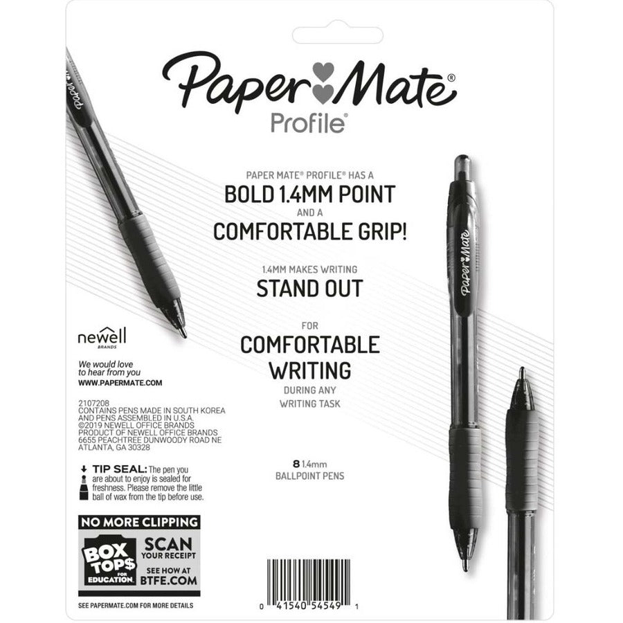 Paper Mate Profile Retractable Ballpoint Pen - 1 mm Pen Point - Retractable - Multi Ink - Assorted Barrel - 8 / Pack
