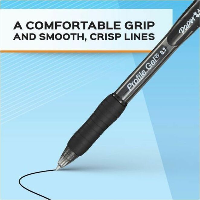 Paper Mate Profile Retractable Gel Pens, 0.7 mm Medium Point, Black Ink, Gel-based, Soft Grip, Quick-drying, Smudge Resistant, 2 Pack