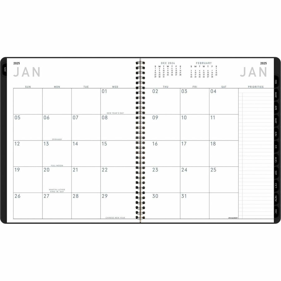 At-A-Glance Contemporary Lite Monthly Planner, Black, Large, 9" x 11"