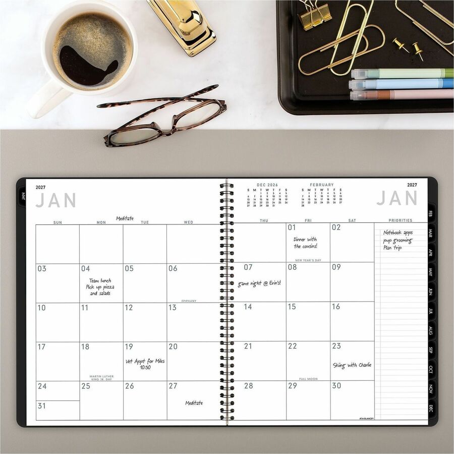 At-A-Glance Contemporary Lite Monthly Planner, Black, Large, 9" x 11"
