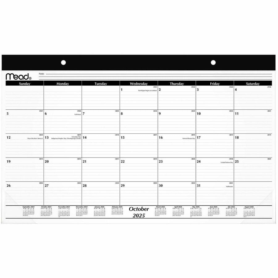 Cambridge Basic 2025-2026 Monthly Desk Pad Calendar, Compact, 17 3/4" x 11"