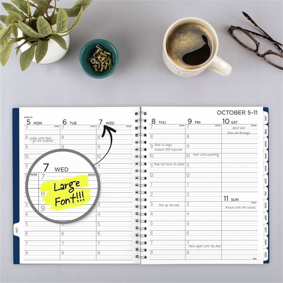 Mead 2022-2023 BIG PLANS Weekly Monthly Planner, Navy, Large, 8 1/2" x 11"