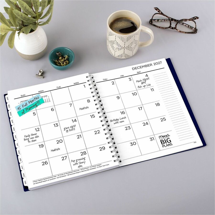Mead 2022-2023 BIG PLANS Weekly Monthly Planner, Navy, Large, 8 1/2" x 11"