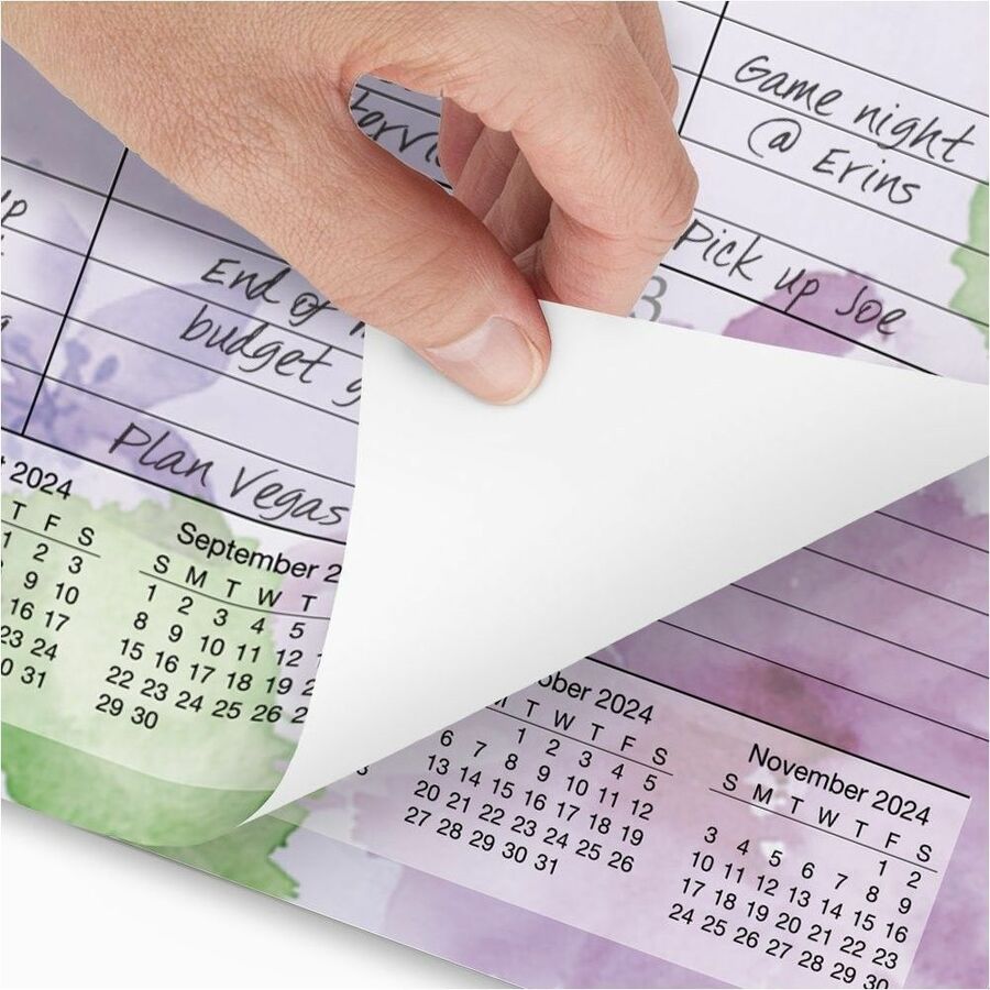 Standard - Julian Dates - Monthly - 12 Month - January 2026 to December 2026 - 1 Month Single Page Layout - 21 3/4" x 17" Sheet Size - White Sheet - 2 x Holes - Headband - Desk Pad - Green, Purple - Paper - Ruled Daily Block, Perforated Sheet - 1 Pack