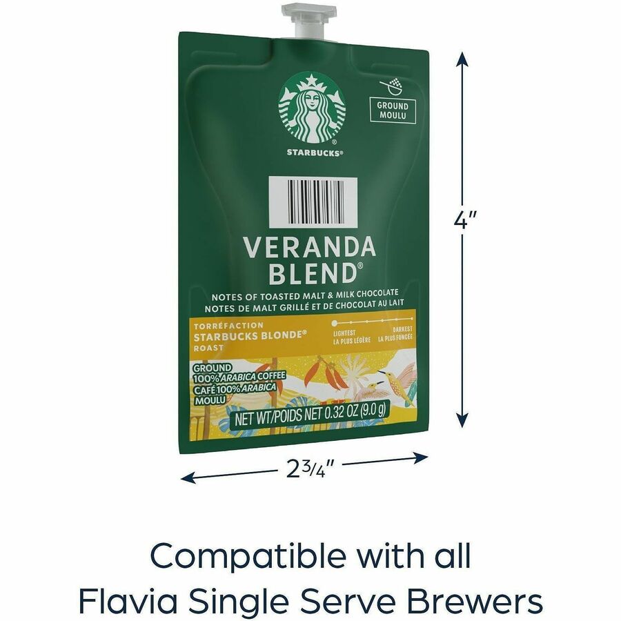 Compatible with Flavia Aroma, Flavia Barista, FLAVIA Creation 600, Flavia Creation 500, Flavia Creation 200, Flavia Creation 150, Flavia Creation 300 - Hot Coffee - Blonde/Light - 0.3 oz - Freshpack - Veranda Blend - Kosher - 76 / Carton