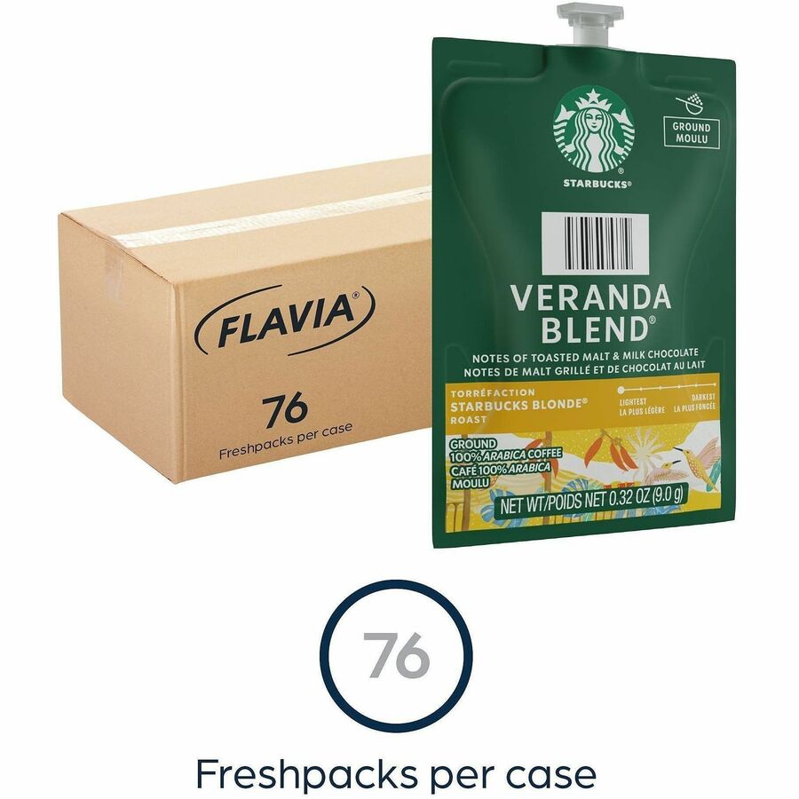 Compatible with Flavia Aroma, Flavia Barista, FLAVIA Creation 600, Flavia Creation 500, Flavia Creation 200, Flavia Creation 150, Flavia Creation 300 - Hot Coffee - Blonde/Light - 0.3 oz - Freshpack - Veranda Blend - Kosher - 76 / Carton