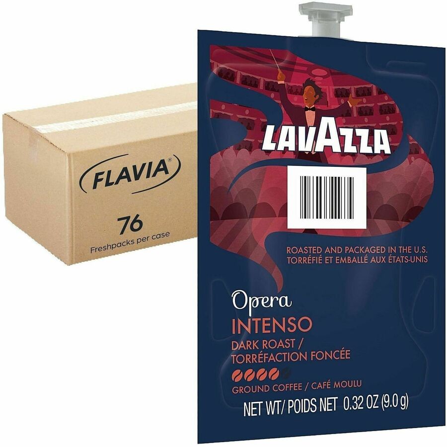 Flavia Intenso Dark Roast Coffee Freshpacks, Arabica & Robusta Blend, Kosher, 0.3 oz Each, 76 Freshpacks per Carton