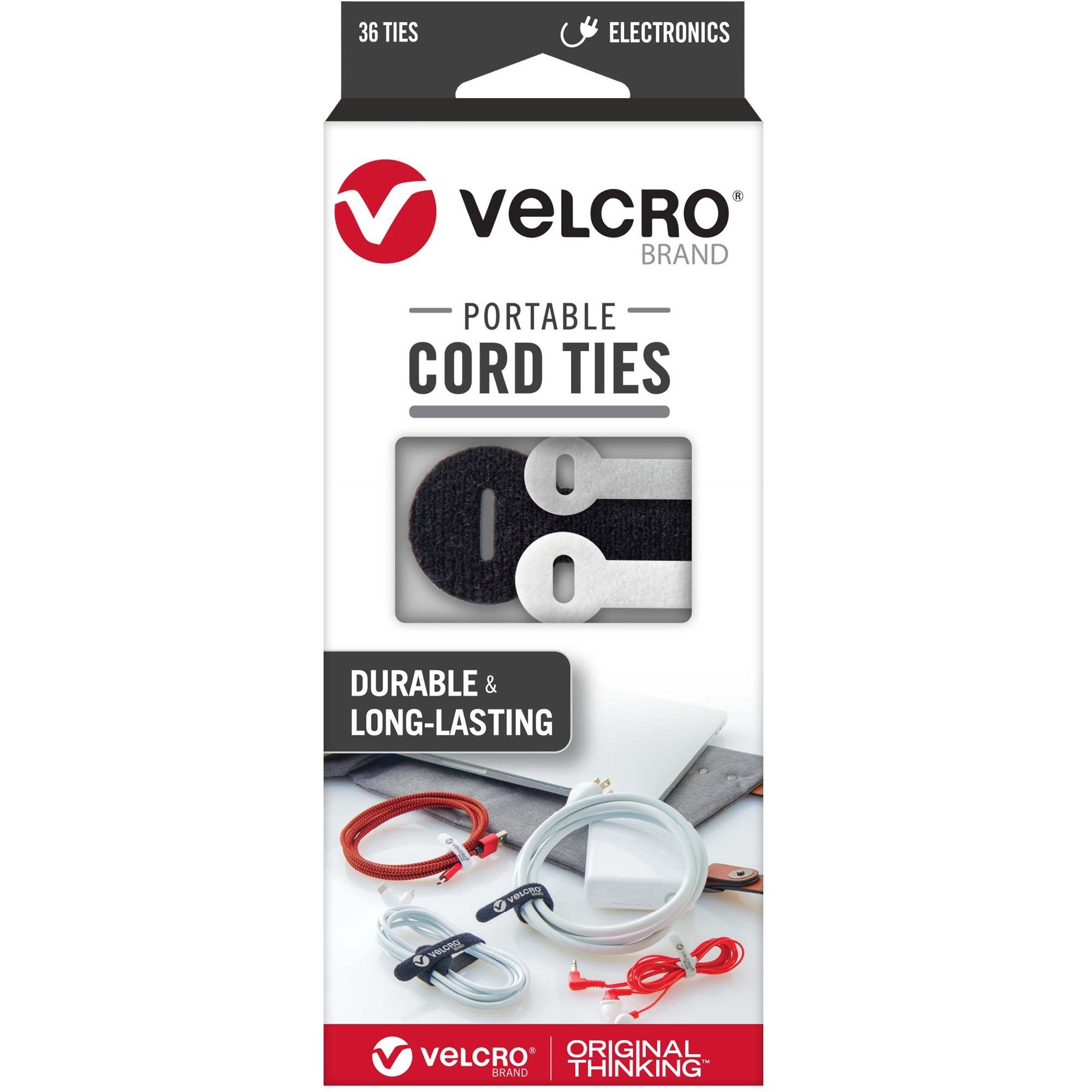 VELCRO&reg; Portable Cord Ties - Cable Tie - Multi - 36 / Pack