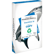 Hammermill Great White Recycled Copy Paper - White - 92 Brightness - Legal - 8 1/2" x 14" - 20 lb Basis Weight - Acid-free, Moisture Resistant, Archival-safe, Jam-free - White - 500 Sheets per Ream - 30 / Pallet