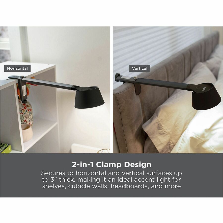 BLACK+DECKER Verve Adjustable LED Desk Lamp - LED Bulb - Adjustable, Dimmable, Adjustable Brightness, Clock, Durable, Swivel Base, Color Changing Mode - Aluminum - Desk Mountable - Black - for Desk - Alexa Supported