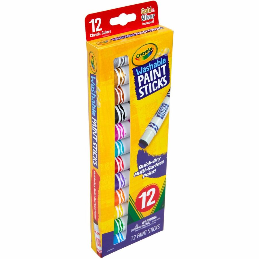 Crayola Project Quick-Dry Paint Sticks - Stick - 12 Color(s) - Assorted - 0.28 fl oz - Washable - 1 Pack