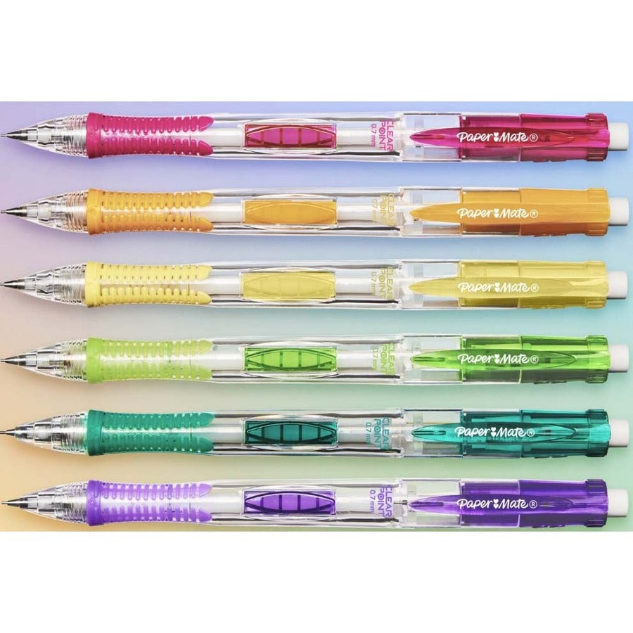 Paper Mate Clearpoint Mechanical Pencils - 0.7 mm Lead - Assorted Barrel - 6 / Pack