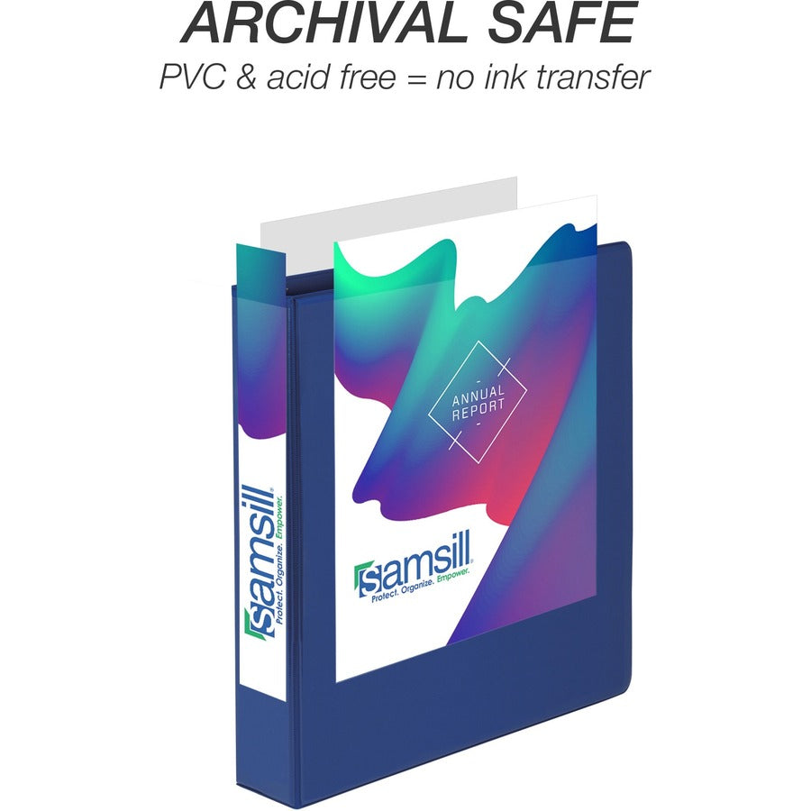 Samsill Durable View Binders, 1.5" D-Ring, Letter Size, 350 Sheet Capacity, 2 Internal Pockets, Assorted Colors, PVC-Free, Non-Glare, Recycled, 4 Pack