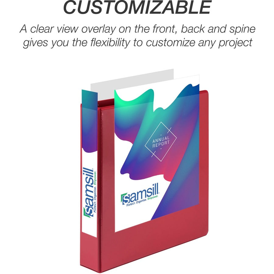Samsill Durable View Binders, 1.5" D-Ring, Letter Size, 350 Sheet Capacity, 2 Internal Pockets, Assorted Colors, PVC-Free, Non-Glare, Recycled, 4 Pack