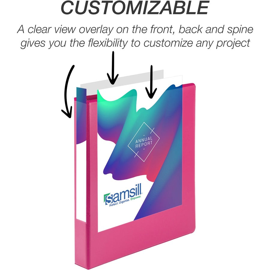 Samsill Durable View Binders, 1" D-Ring, Letter Size, 225 Sheet Capacity, 2 Internal Pockets, Assorted Colors, 4 Pack