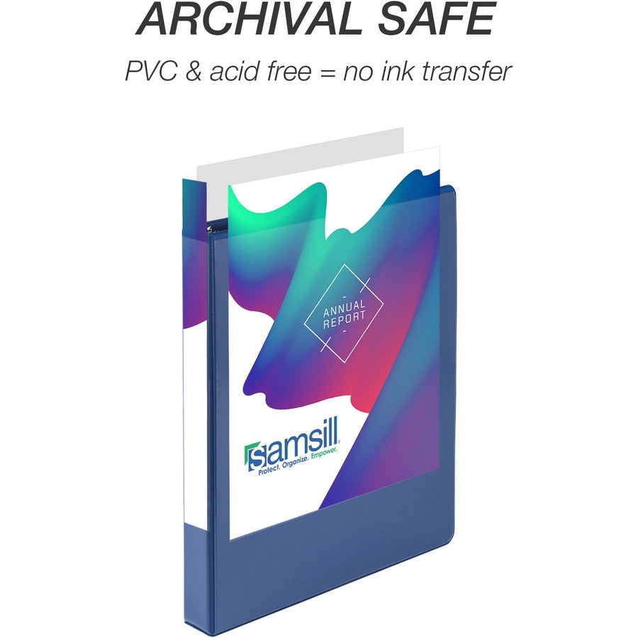 Samsill Durable View Binders, 1" D-Ring, Letter Size, 225 Sheet Capacity, 2 Internal Pockets, Assorted Colors, 4 Pack