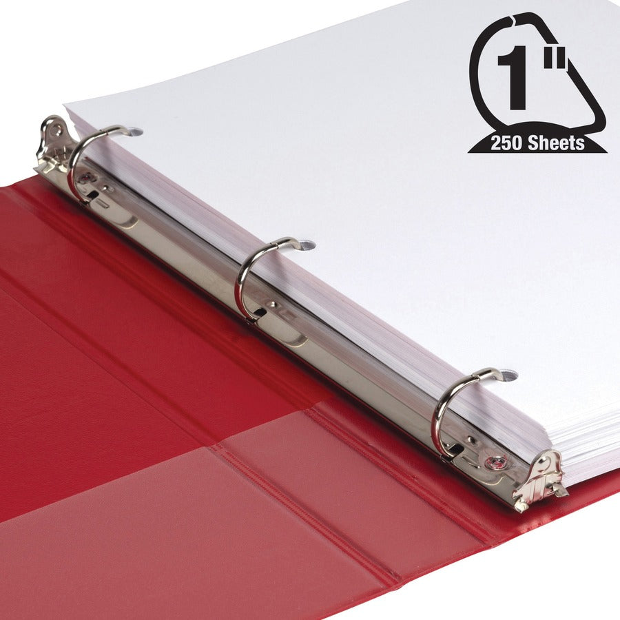 Samsill Durable View Binders, 1" D-Ring, Letter Size, 225 Sheet Capacity, 2 Internal Pockets, Polypropylene/Chipboard, Black/Blue/Red/Green, 4 Pack