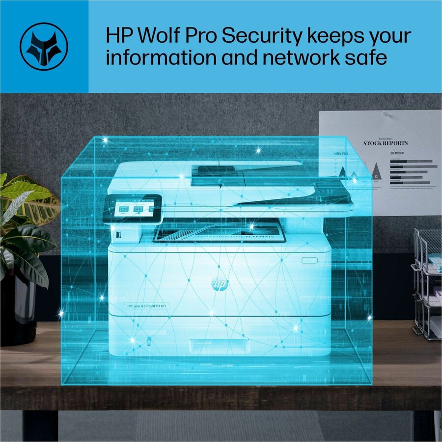 HP LaserJet Pro 4101fdw Wireless Laser Multifunction Printer - Monochrome - White
