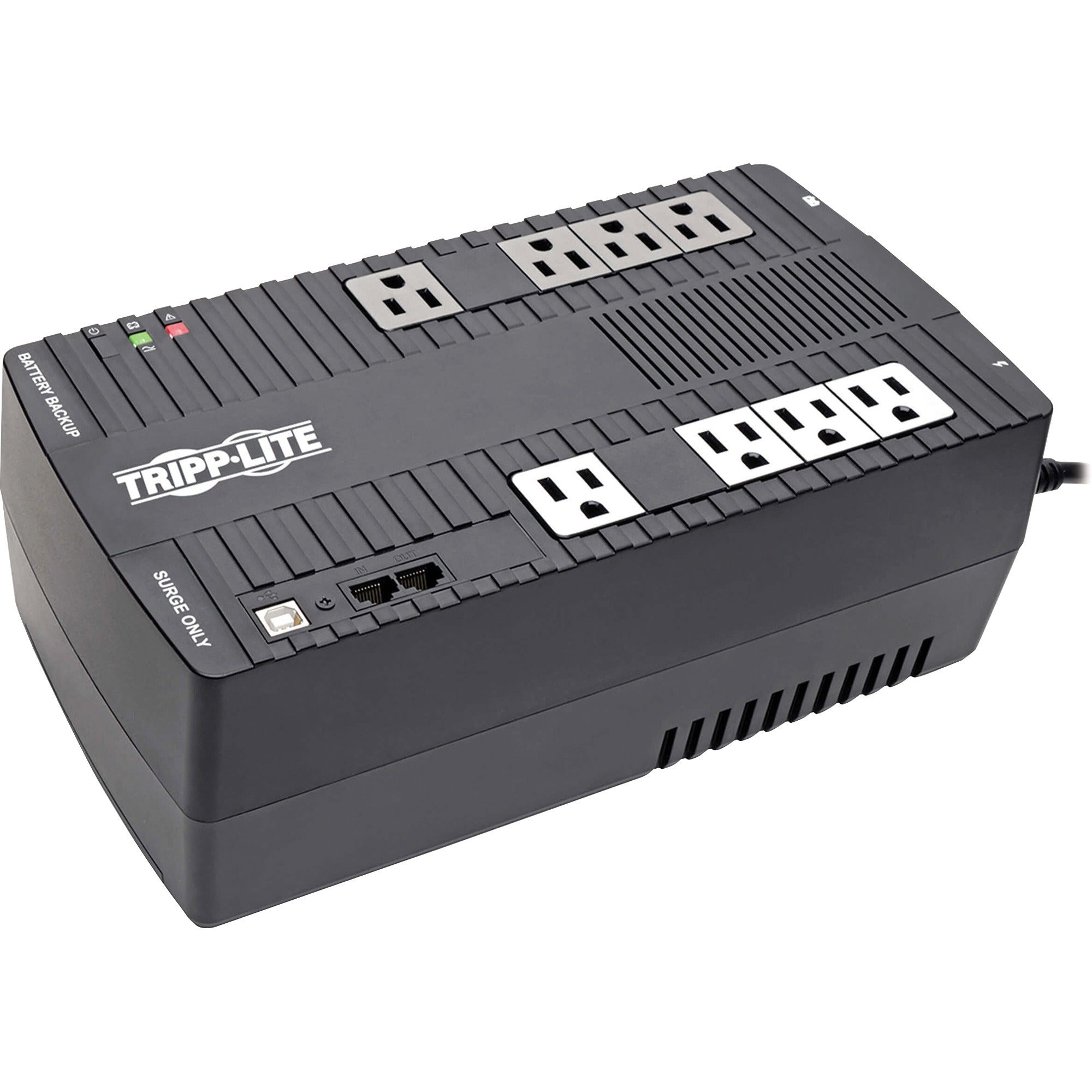 Ultra-compact Desktop/Tower/Wall Mount - AVR - 8 Hour Recharge - 2 Minute Stand-by - 120 V AC Input - 110 V AC, 115 V AC, 120 V AC Output - Single Phase - Pulse-width Modulated Sine Wave - USB - 8 x NEMA 5-15R Receptacle(s) - 4 x Battery/Surge Outlet