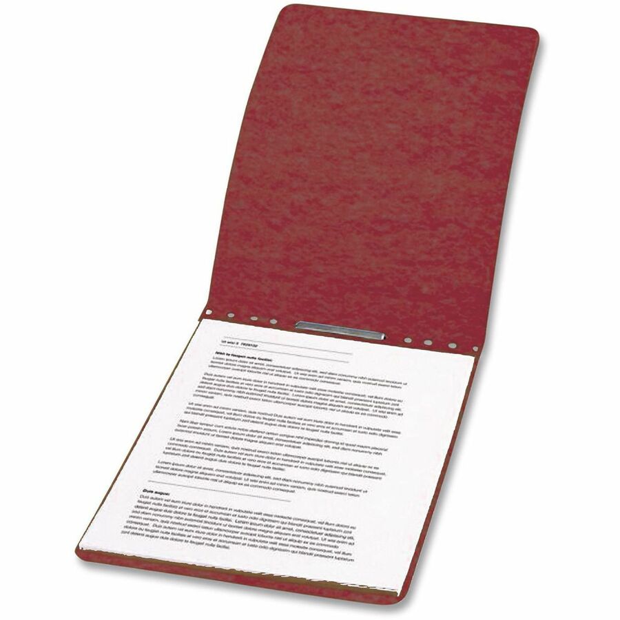3" Folder Capacity - Prong Fastener(s) - 3" Fastener Capacity - Top Tab Location - 20 pt. - Brick Red - Reinforced, Moisture Resistant, Top Bound, Stackable, Flat, Spine, Tear Resistant, Tyvek Tape Spine - 0% Recycled - 1 Each