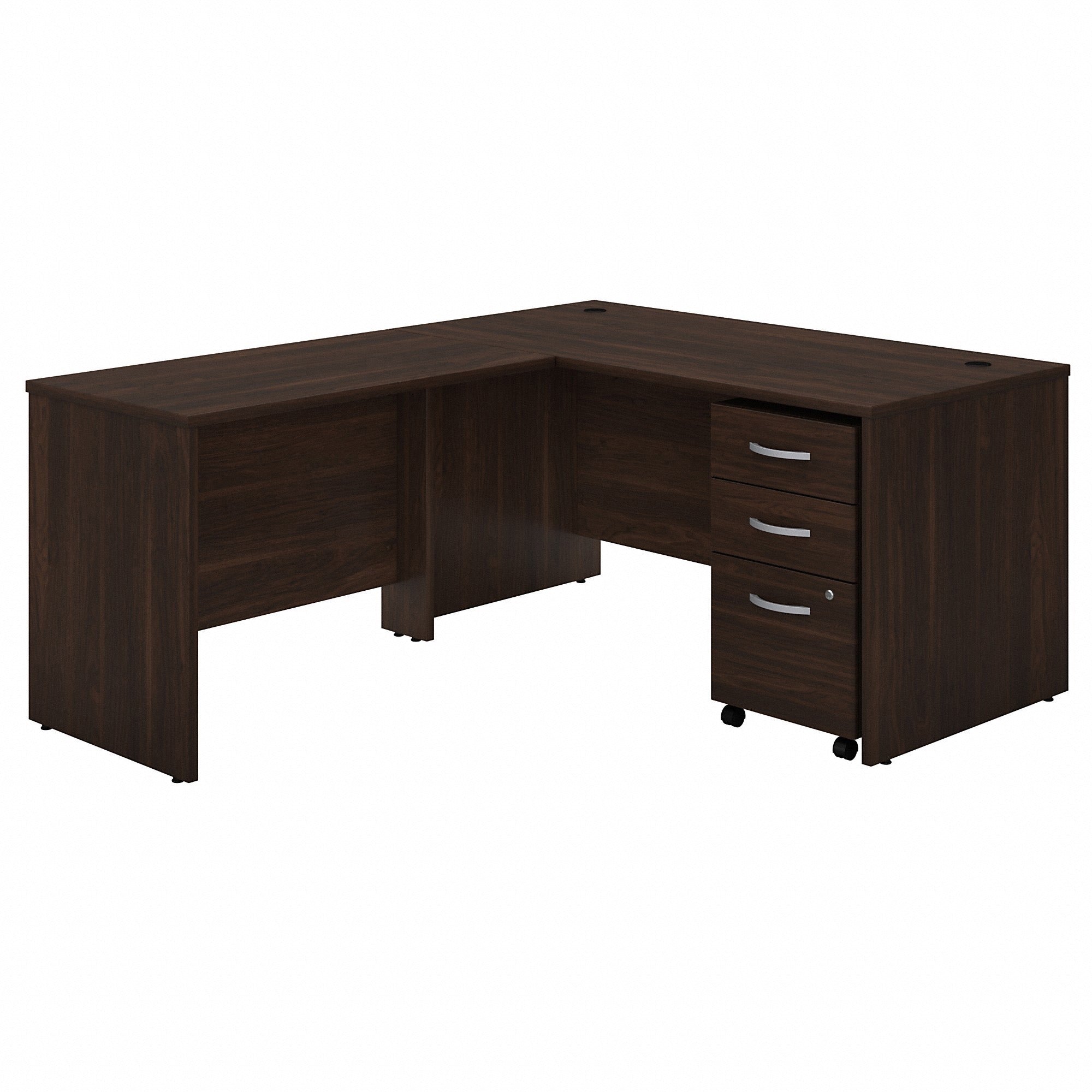 Bush Business Furniture Studio C L Shaped Desk - 30" Height x 60" Width x 30" Depth - Total Drawer(s): 3 - Finish: Black Walnut, Thermofused Laminate (TFL) - 1 Each
