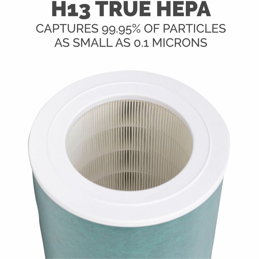 Activated Carbon, HEPA - Remove Allergens, Remove Pollen, Remove Dust, Remove Pet Dander, Remove Smoke - 100% Particle Removal Efficiency - 0.10 &micro;m Particles - 13.4" Height x 10.3" Width x 10.3" Depth - 1 Each