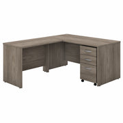 Bush Business Furniture Studio C L Shaped Desk - 30" Height x 60" Width x 30" Depth - Total Drawer(s): 3 - Finish: Modern Hickory, Thermofused Laminate (TFL) - 1 Each