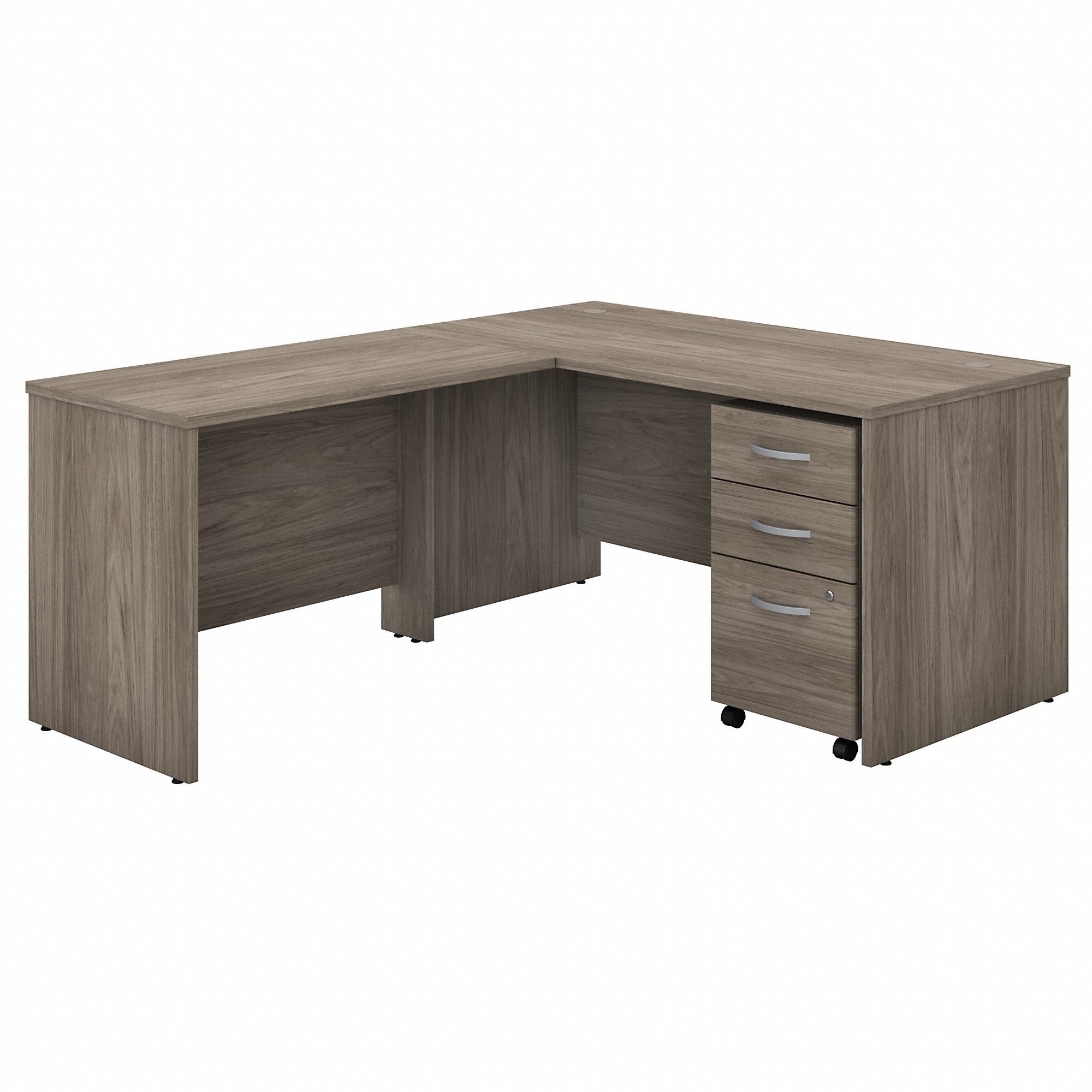 Bush Business Furniture Studio C L Shaped Desk - 30" Height x 60" Width x 30" Depth - Total Drawer(s): 3 - Finish: Modern Hickory, Thermofused Laminate (TFL) - 1 Each