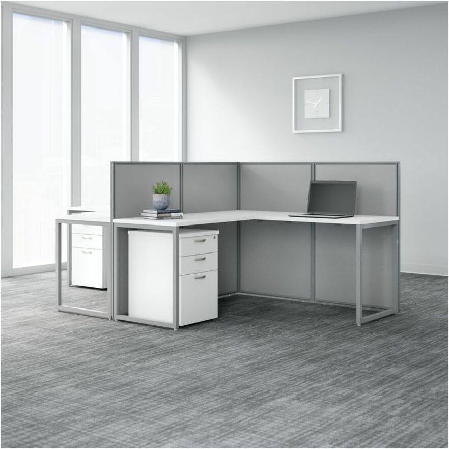 Bush Business Furniture Easy Office 60W L Shaped Cubicle Desk Workstation with 45H Panels