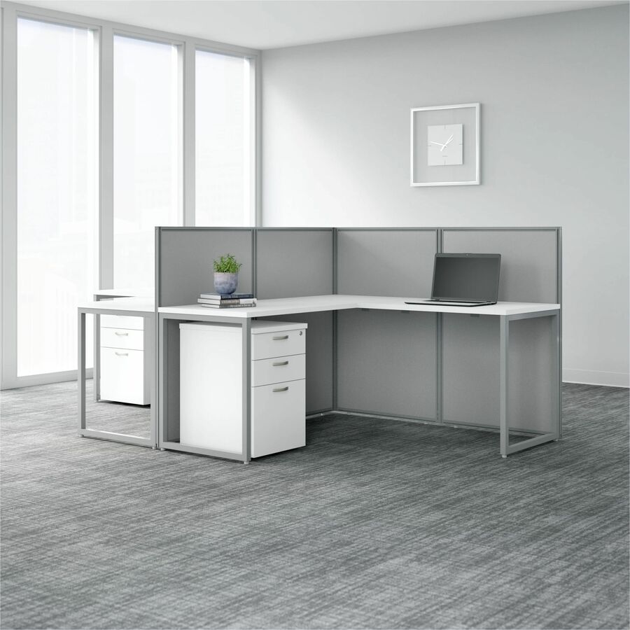 Bush Business Furniture Easy Office 60W 2 Person L Shaped Cubicle Desk with Drawers and 45H Panels