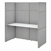 Bush Business Furniture Easy Office 60W Cubicle Desk Workstation with 66H Closed Panels, Pure White/Silver Gray, 1 Each