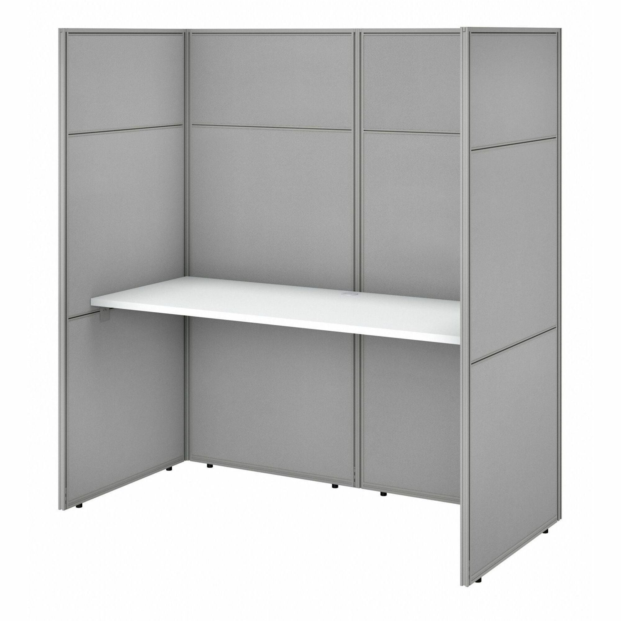 Bush Business Furniture Easy Office 60W Cubicle Desk Workstation with 66H Closed Panels, Pure White/Silver Gray, 1 Each