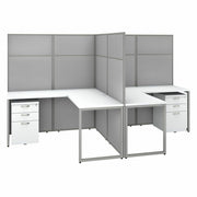 Bush Business Furniture Easy Office 60W 2 Person L Shaped Cubicle Desk with 6 Drawers and 66H Panels, Pure White/Silver Gray, 66" H x 60" W x 119" D, 1 Each