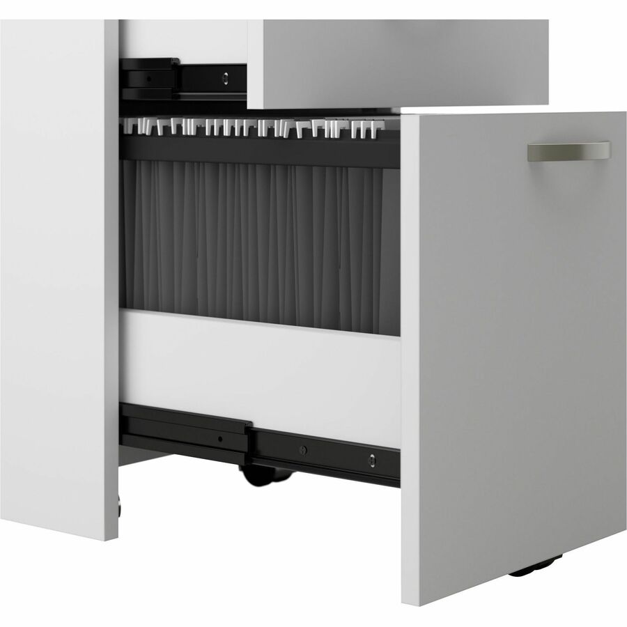 Bush Business Furniture Easy Office 60W 2 Person L Shaped Cubicle Desk with 6 Drawers and 66H Panels, Pure White/Silver Gray, 66" H x 60" W x 119" D, 1 Each