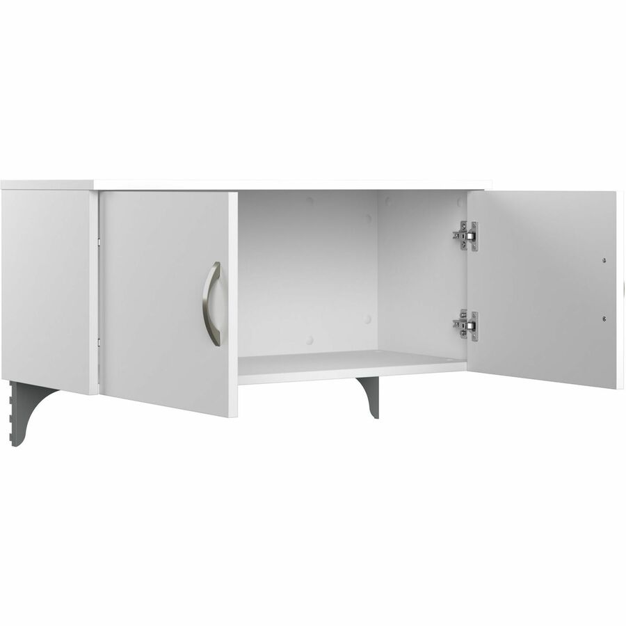 Bush Business Furniture Easy Office 60W 2 Person L Shaped Cubicle Desk with 6 Drawers and 66H Panels, Pure White/Silver Gray, 66" H x 60" W x 119" D, 1 Each