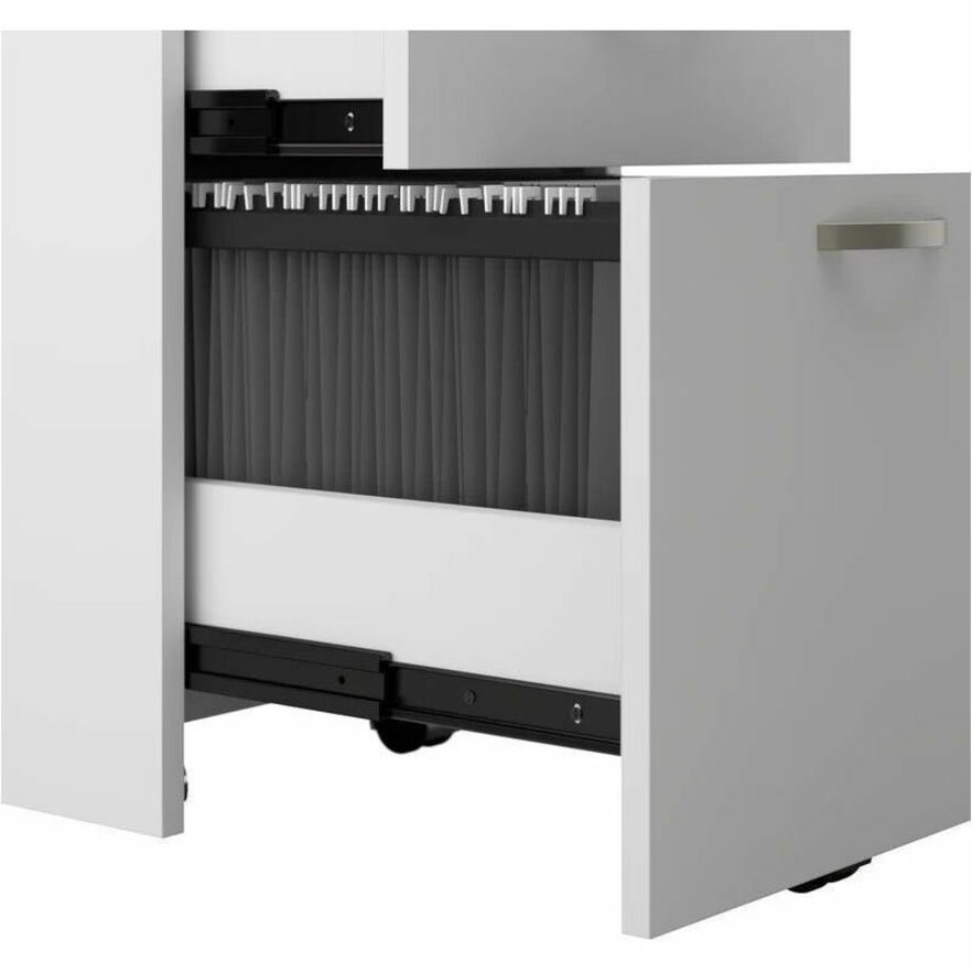 Bush Business Furniture Easy Office 60W 4 Person L Shaped Cubicle Desk with Drawers and 45H Panels