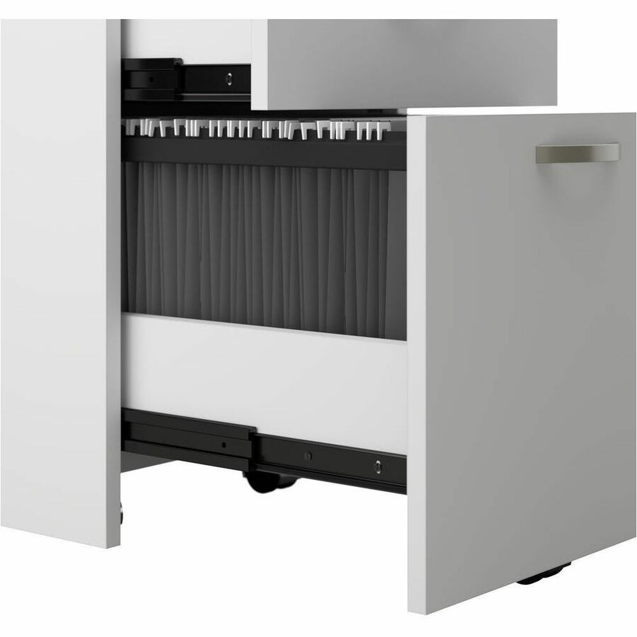 Bush Business Furniture Easy Office 60W 4 Person Cubicle Desk with File Cabinets and 45H Panels