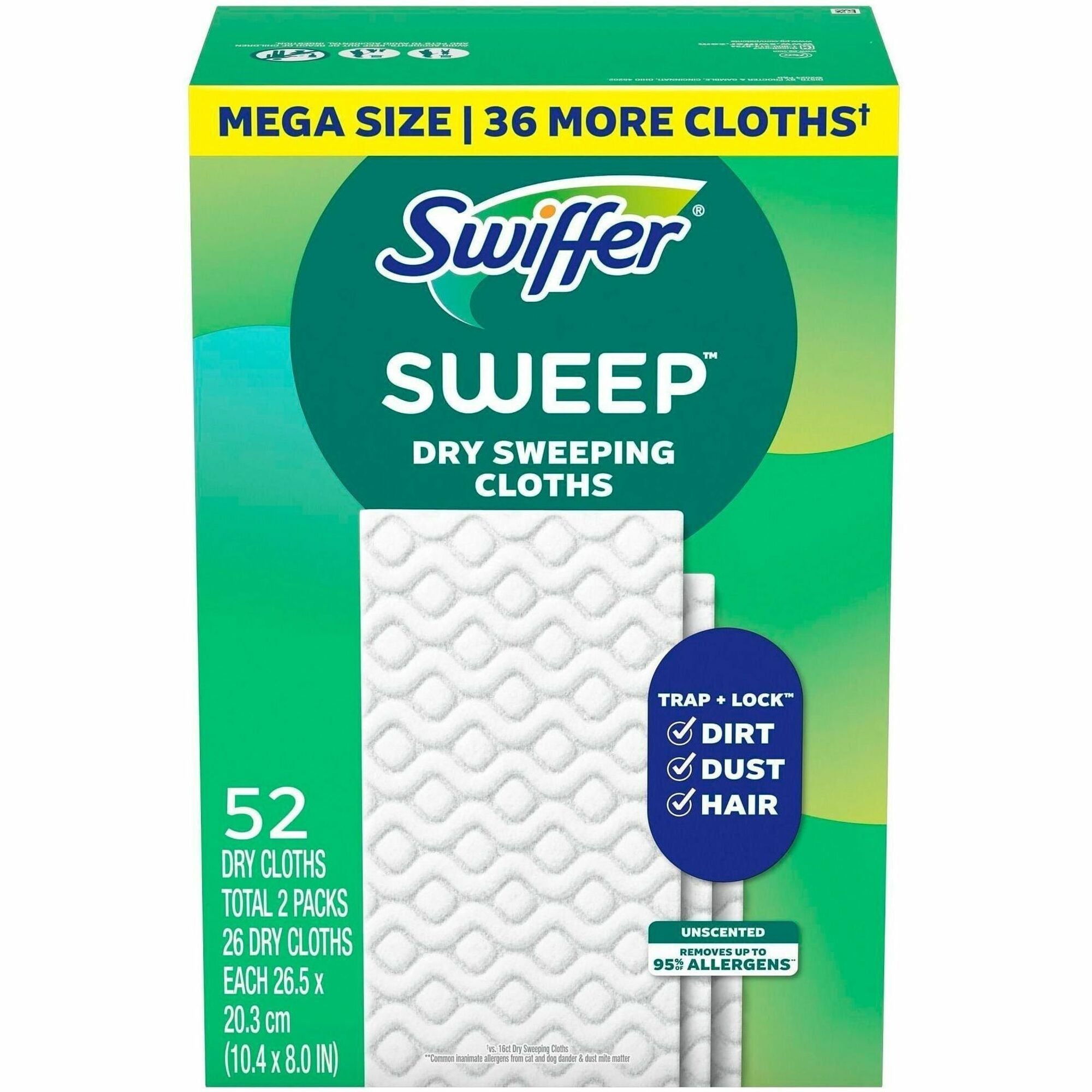10.4" Width x 8" Length - Cloth - White - 52 / Box