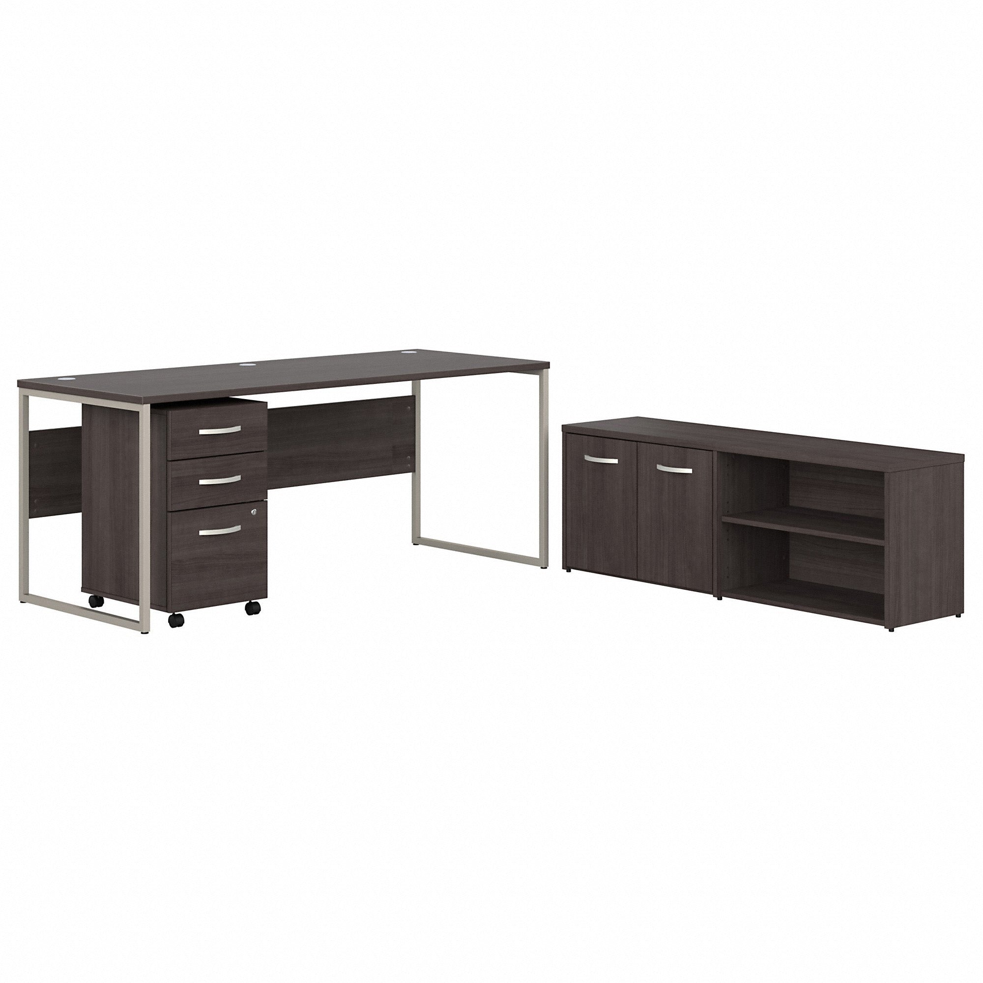 Bush Business Furniture Hybrid Storm Gray Desking Unit - 29.9" Height x 71" Width x 29.4" Length - Finish: Storm Gray - 1 Each