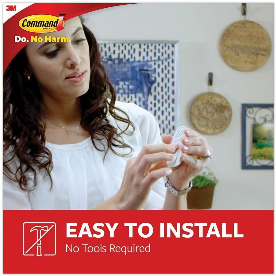 6 Hooks - 3 lb (1.36 kg) Capacity - Reusable - Adhesive - Medium - for Painted Surface, Wood, Tile, General Purpose - Plastic - White - 6 / Pack