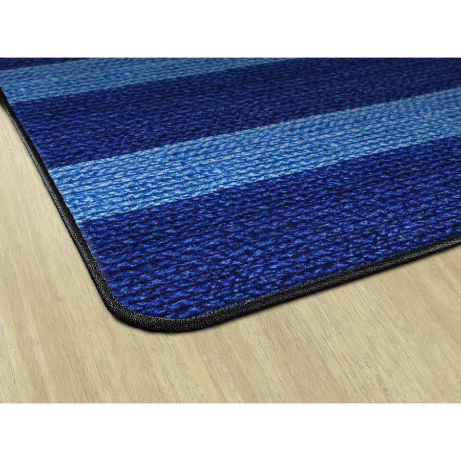 Flagship Carpets Basketweave Stripes Classroom Rug - Floor Rug - 72" Length x 99.96" Width - Rectangle - Blue - Nylon