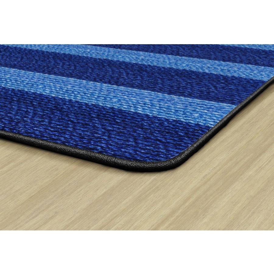 Flagship Carpets Basketweave Stripes Classroom Rug - Floor Rug - 72" Length x 99.96" Width - Rectangle - Blue - Nylon