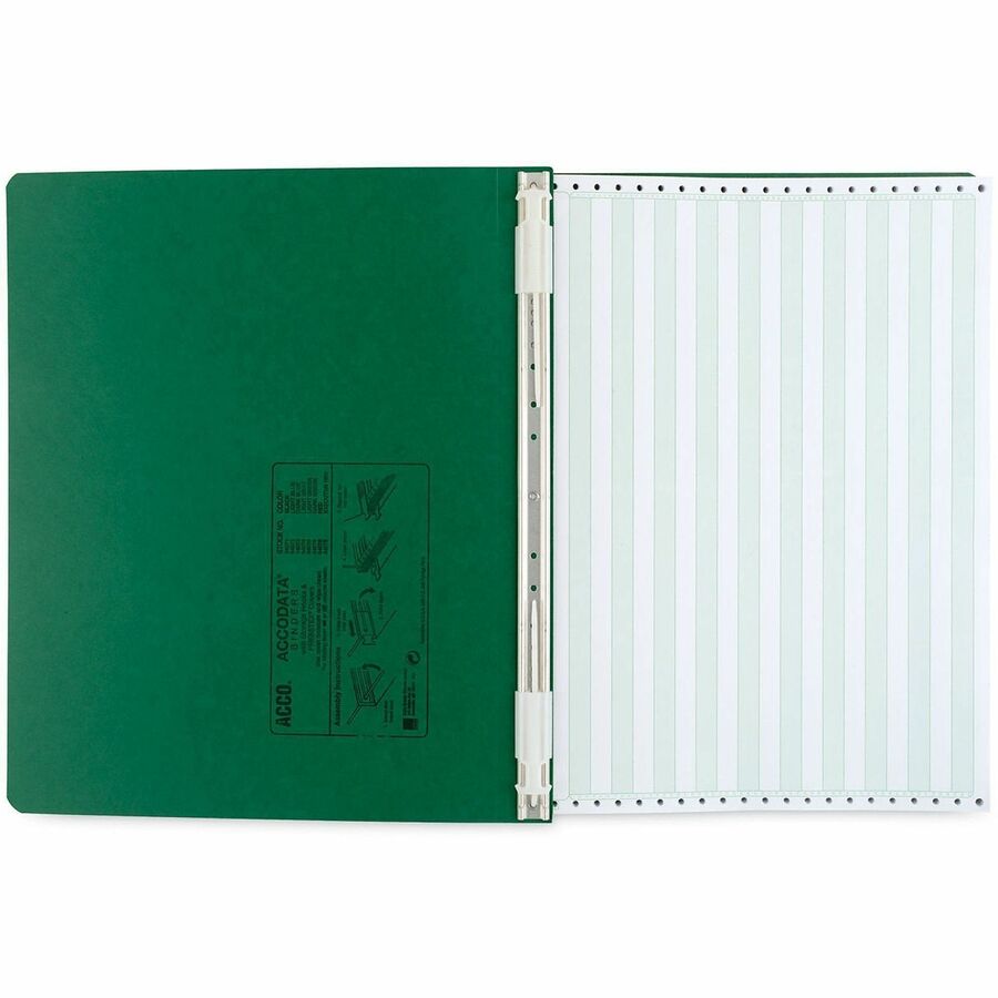 ACCO 14-7/8"x11" Presstex Hanging Data Binder - 6" Binder Capacity - Fastener(s): 2 x Post - Presstex, Acrylic, Nylon, Pressboard - Dark Green - Water Resistant, Retractable Filing Hooks, Flexible - 1 Each