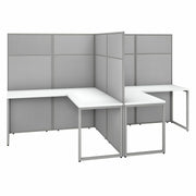 Bush Business Furniture Easy Office 60W 2 Person L Shaped Cubicle Desk Workstation with 66H Panels, Pure White, 1 Each, includes 2 desks, 2 returns, 3 panels with connectors, 66" H x 60" W panels, 60" W x 24" D desks, 36" W x 24" D returns